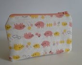 Free shipping - mini credit card - coin purse - Cute piggies - Japanese fabric