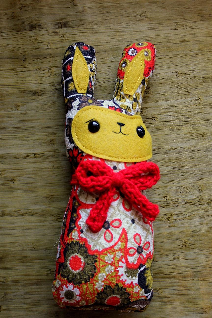 Marjorie - the woodland bunny with a red bow - Limited Edition Vintage Print - Made to Order