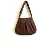 canvas cross body bag // pleated purse // chocolate brown // made to order // the charlie bag