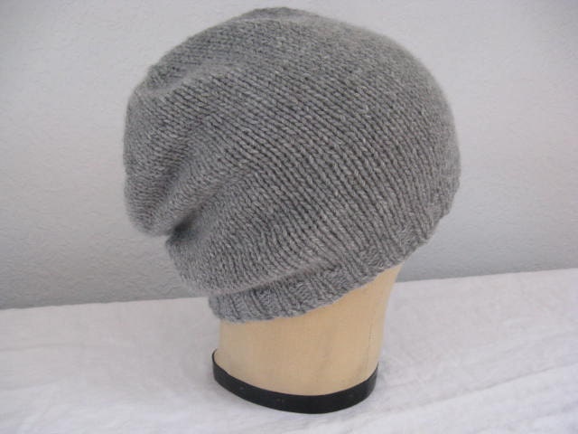 100 Percent Cashmere, Hand Knit, Light Gray Beanie. Men or Women.