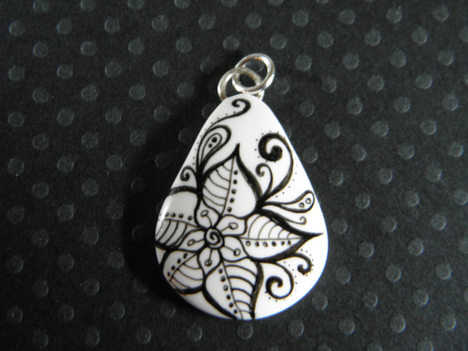Doodle Ink Art Flower Pendant