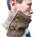 Mens Neckwarmer - Brown/Beige Herrinbone Tweed and Fluffy Beige Fleece, Mens Scarf, Winter Scarf