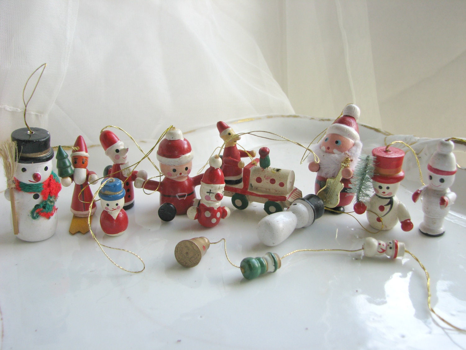 vintage santa snow man small wooden christmas by vintage santa snow man small wooden christmas by