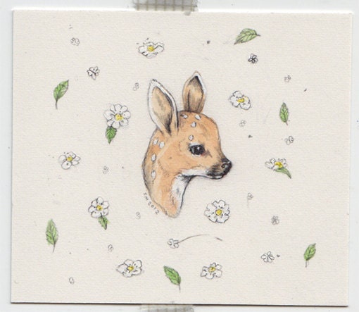 Deer in Roses (original painting)