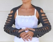 Knit Shrug Bolero Long Sleeved Bridal Shrug Wedding Bolero Gray Grey Bridal Accessories Unique Fashionable MADE TO ORDER