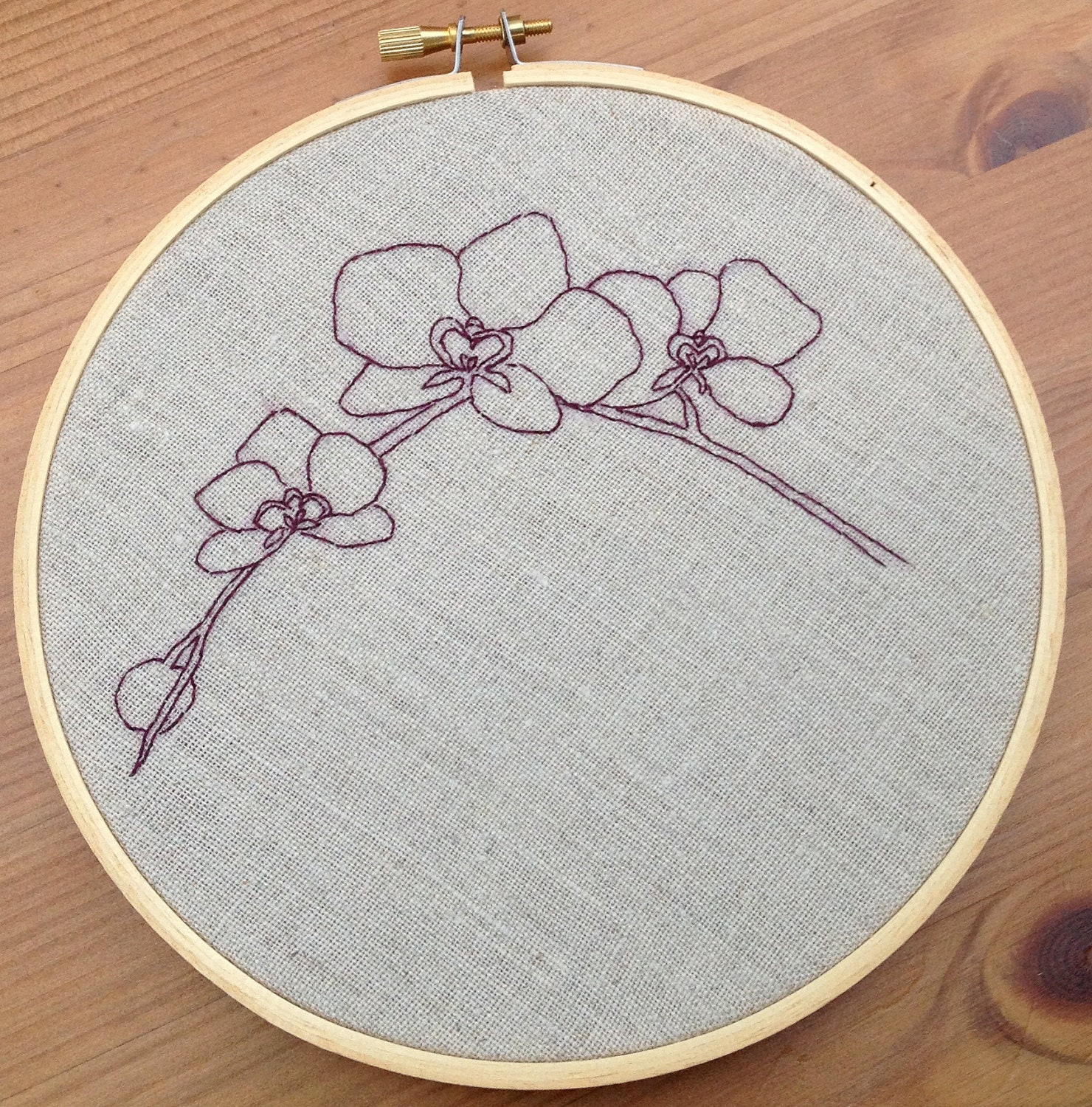 Purple Orchids Hand Embroidery