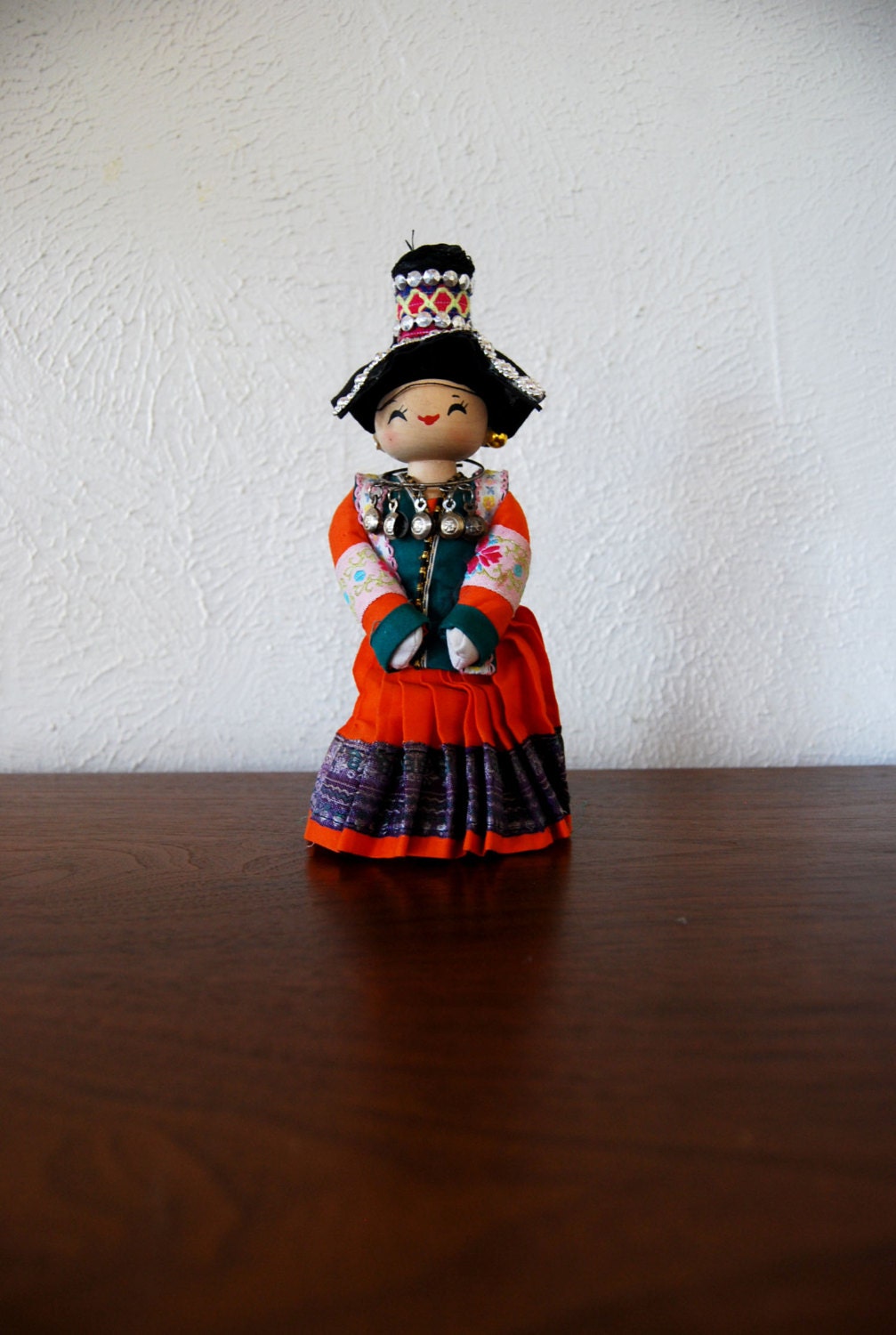 vintage asian wood doll