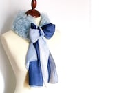 Sky Blue Fringed Cowl Light Blue Scarf  Neckwarmer