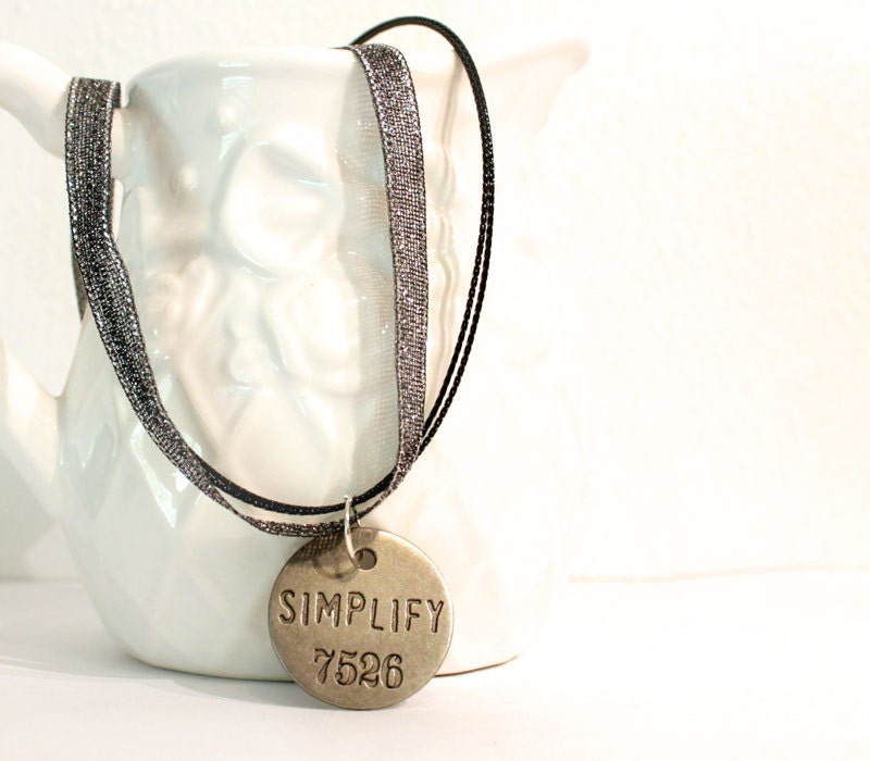 Simplify Inspirational Necklace Word Jewelry Silver Stamped Positive Motivation Jewelry with Numbers on a Ribbon Necklace