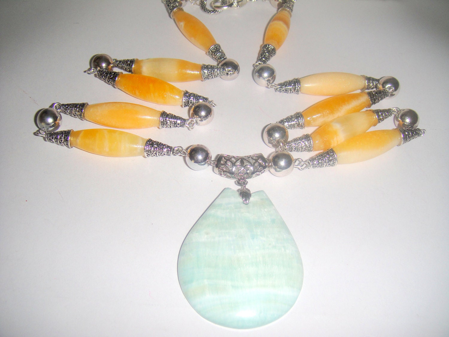 Yellow and Blue Calcite Necklace