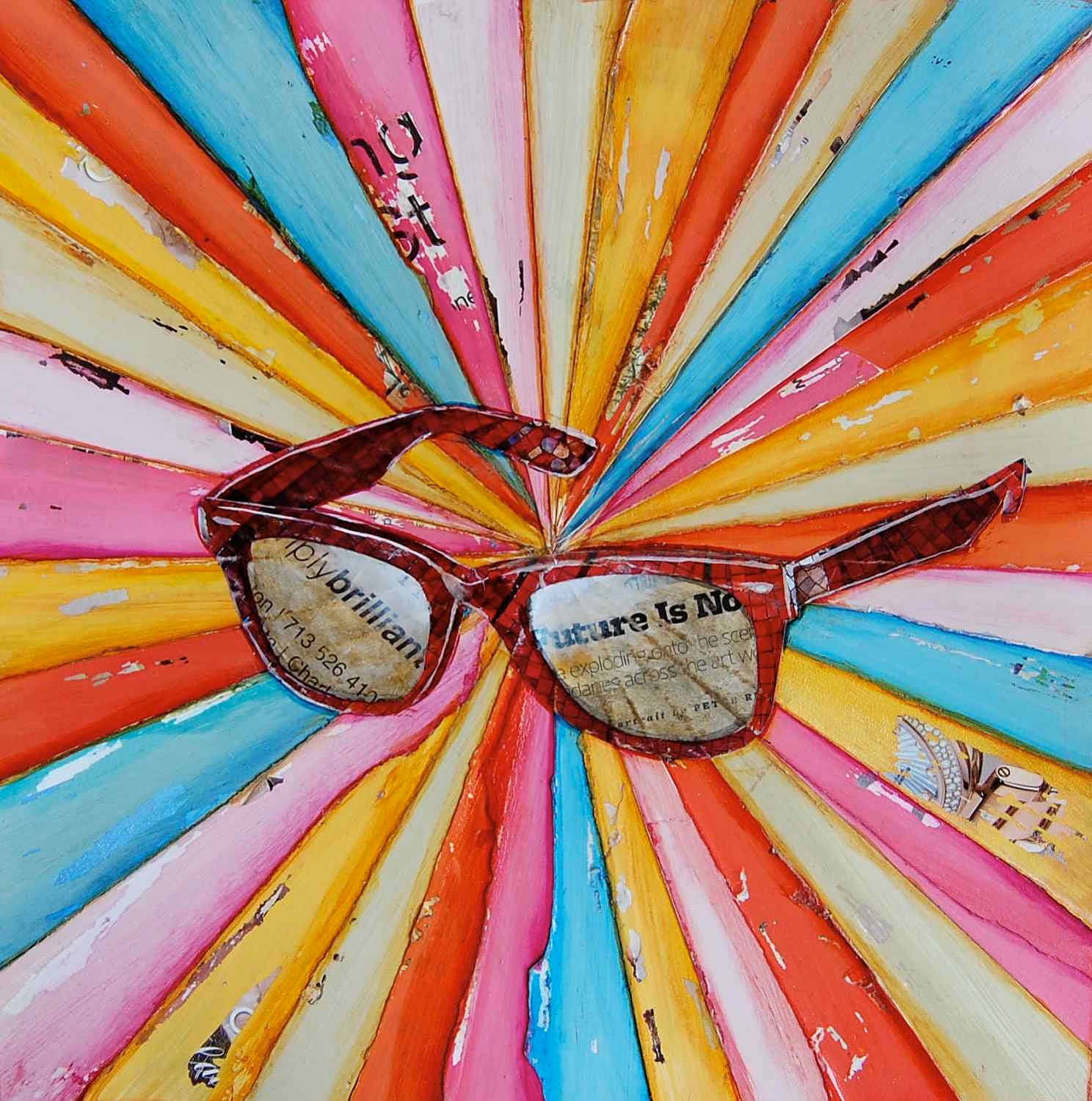 Sunglasses - "The Future's so Bright"- Fine Art Mixed Media Print - 8x10