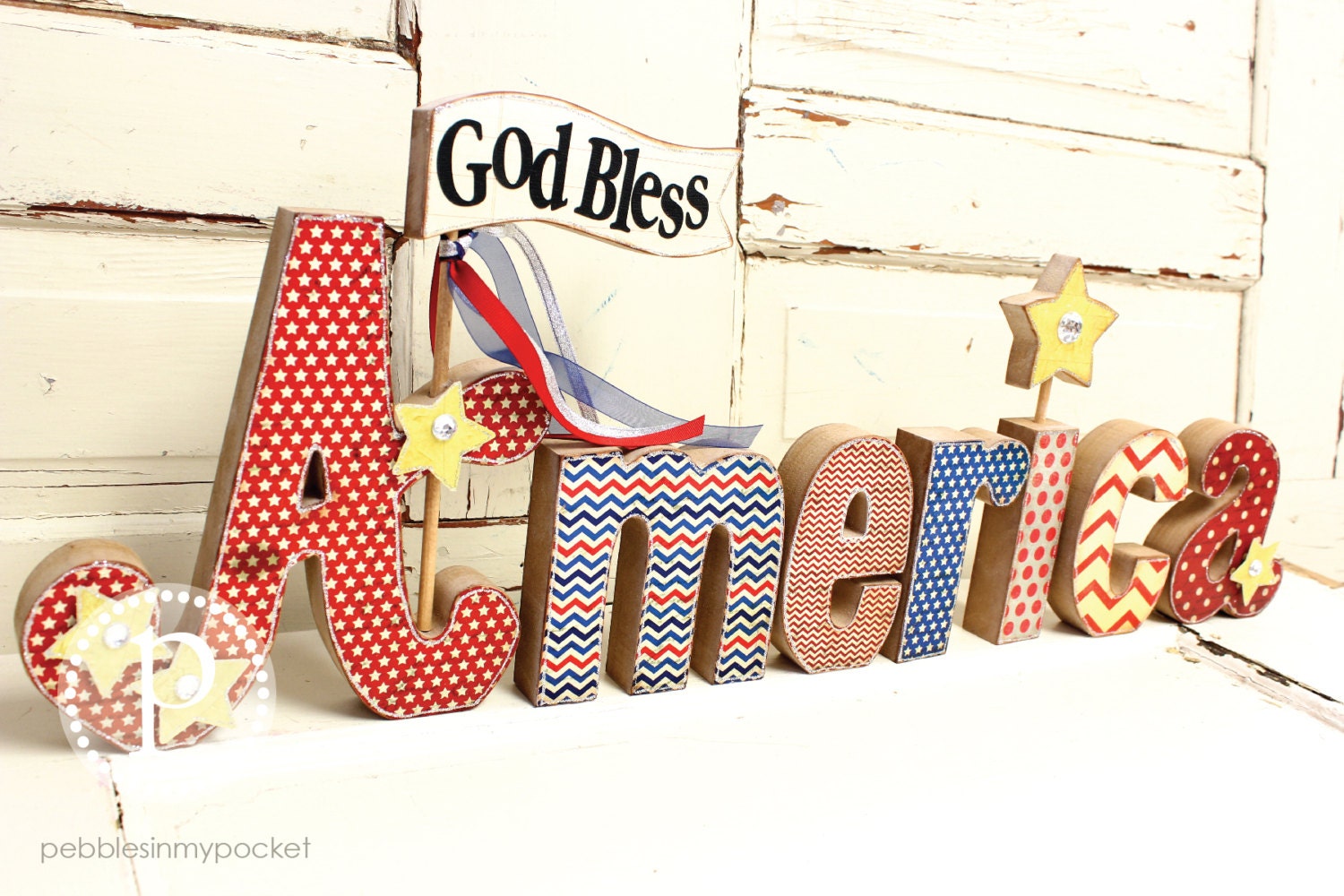 KIT God Bless America Wood Craft 11 x 28
