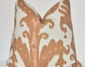 On BOTH SIDES - Pillow Cover - Decorative Pillow - Throw Pillow - Toss Pillow - Sofa Pillow - Ikat Print - 17x17 in - Cinnamon - Brown
