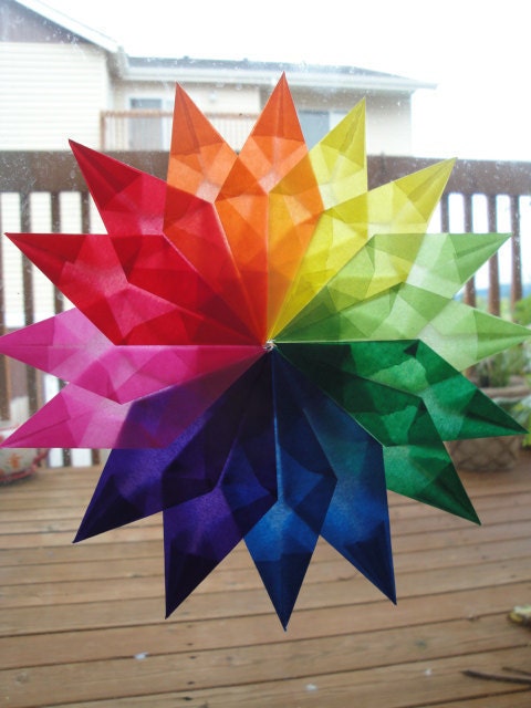 Small 16 Point Waldorf Rainbow Window Star 6inch