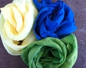 Blue, Yellow, and Green  3 Pack 22 X 22 Play Silks Playsilk