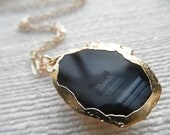 Geode - Geode necklace - black/gray geode necklace - gold necklace - D R U Z Y