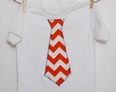 Boys Clothing // Go Gators // Orange and Blue // Short Sleeve Boys White Tee with an Orange and White Chevron Stripe Tie // Boys Tie Shirt