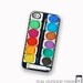 iPhone 4 Case Watercolor Paint Set / Hard Case For iPhone 4 and iPhone 4S Water Color Paint Box Version 1 Rubber Trim