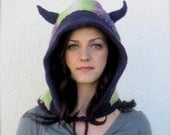 extra warm knit pixie hood with horns