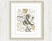 Ampersand Print - Ampersand Poster, Modern Typography, Netural Colors - Tan, Taupe, Beige, Ivory, Cream, Gray, Grey - 8 x 10 Wall Art