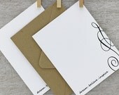 Inspirational Quote Letterpress Stationery Set - Typography Quote Note Card Set - Damask, Black - 10 pack (NIN1)