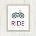 Bicycle Art - Bicycle Print - Retro Bicycle: Life Is A Beautiful Ride - Tan, Taupe, Beige, Khaki, Purple, Aqua Blue, 8 x 10 Poster