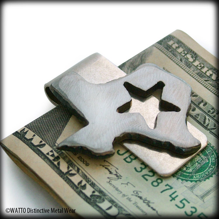 Metal Texas Money Clip- Buffed Silver -Perfect  for Best Man, Groomsmen Gift, Wedding or Birthday by WATTO Distinctive Metal Wear