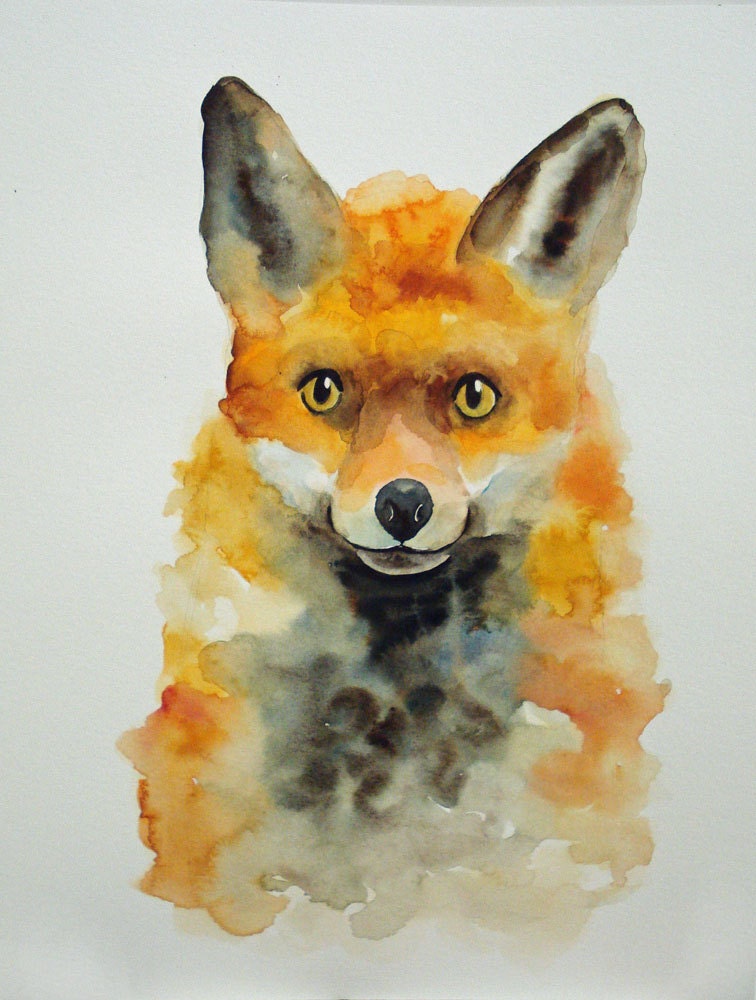 FOX by DIMDIart Original watercolor painting 11X14inch