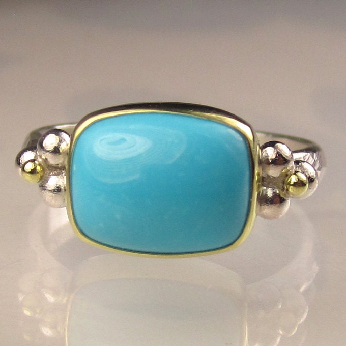 Sleeping Beauty Turquoise Ring - 18k Gold and Sterling Silver