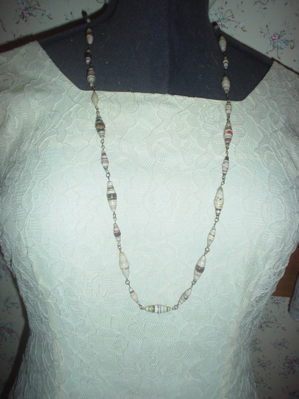 36" chain and paper bead necklace