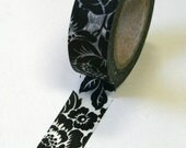 Washi Tape - 15mm - Large Bold Black Floral Print - Deco Paper Tape No. 521