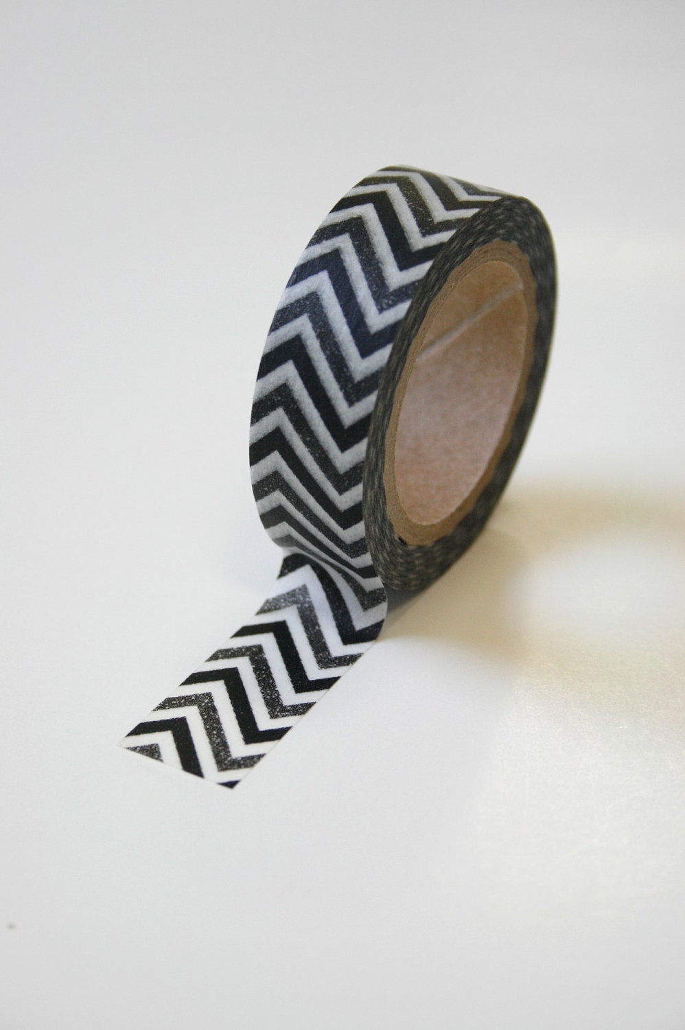 Washi Tape - 15mm - Black and Charcoal Chevron Pattern - Deco Paper Tape No. 142