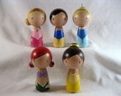 The Original Fairytale Princess Kokeshi Peg Doll Collection or Ornaments
