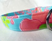 Lilly Pulitzer Fabric Dog Collar Light Blue Pink Green Elefrance Flowers Dog Collar from PinkysPetGear on Etsy