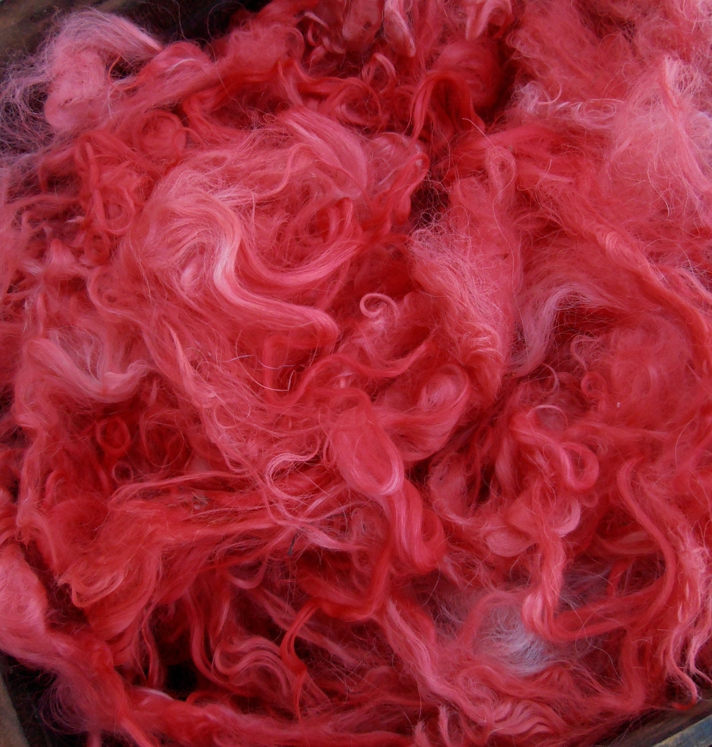 Suri Alpaca Fiber, 6 1/2", Hand-Dyed, Tomato Raspberry, 2 Ounces, Sophie