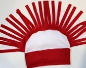 Red and White Mohawk Fleece Hat