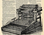 Vintage Typewriter - Dictionary Art Print - Recycled Antique Book Print - Victorian Steampunk Art - Vintage Book Page Art