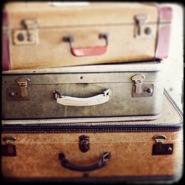 Vintage Travel Photo - "Take the Long Way Home" - Antique Suitcases Sepia Film Photograph - Vintage Luggage