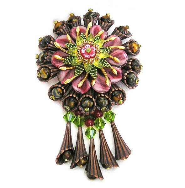 Stanley Hagler Ian St Gielar Huge Pink Trumpet Flower Brooch