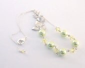 Jonquil Pearl Choker Necklace Sterling Silver Matte Silver Orchid Flower Beaded Choker