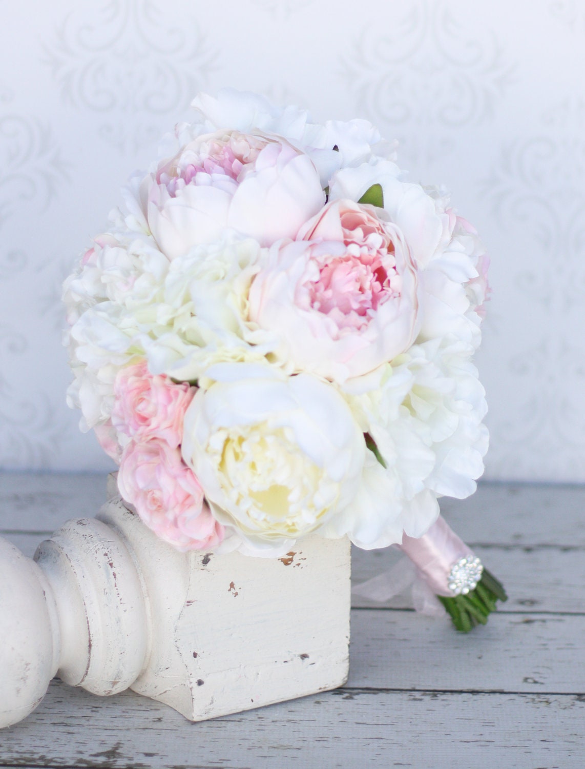 Silk Flowers Arrangement Peony Peonies Rustic Shabby Chic Home Decor