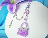 Purple Crystal Rear View Mirror Car Charm Swarovski Violet Crystal Suncatcher Ornament