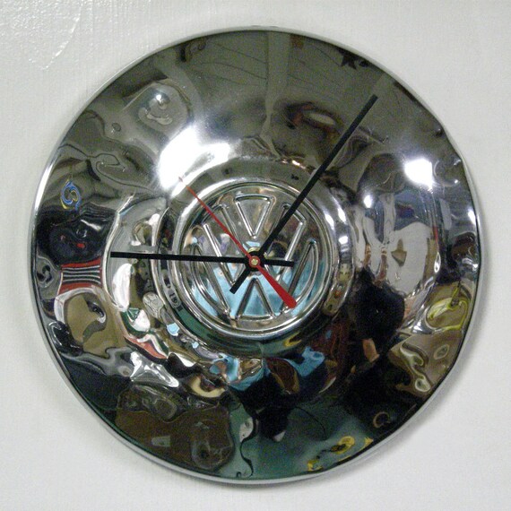 VW Beetle Wall Clock Volkswagen Bug Hubcap Clock by StarlingInk