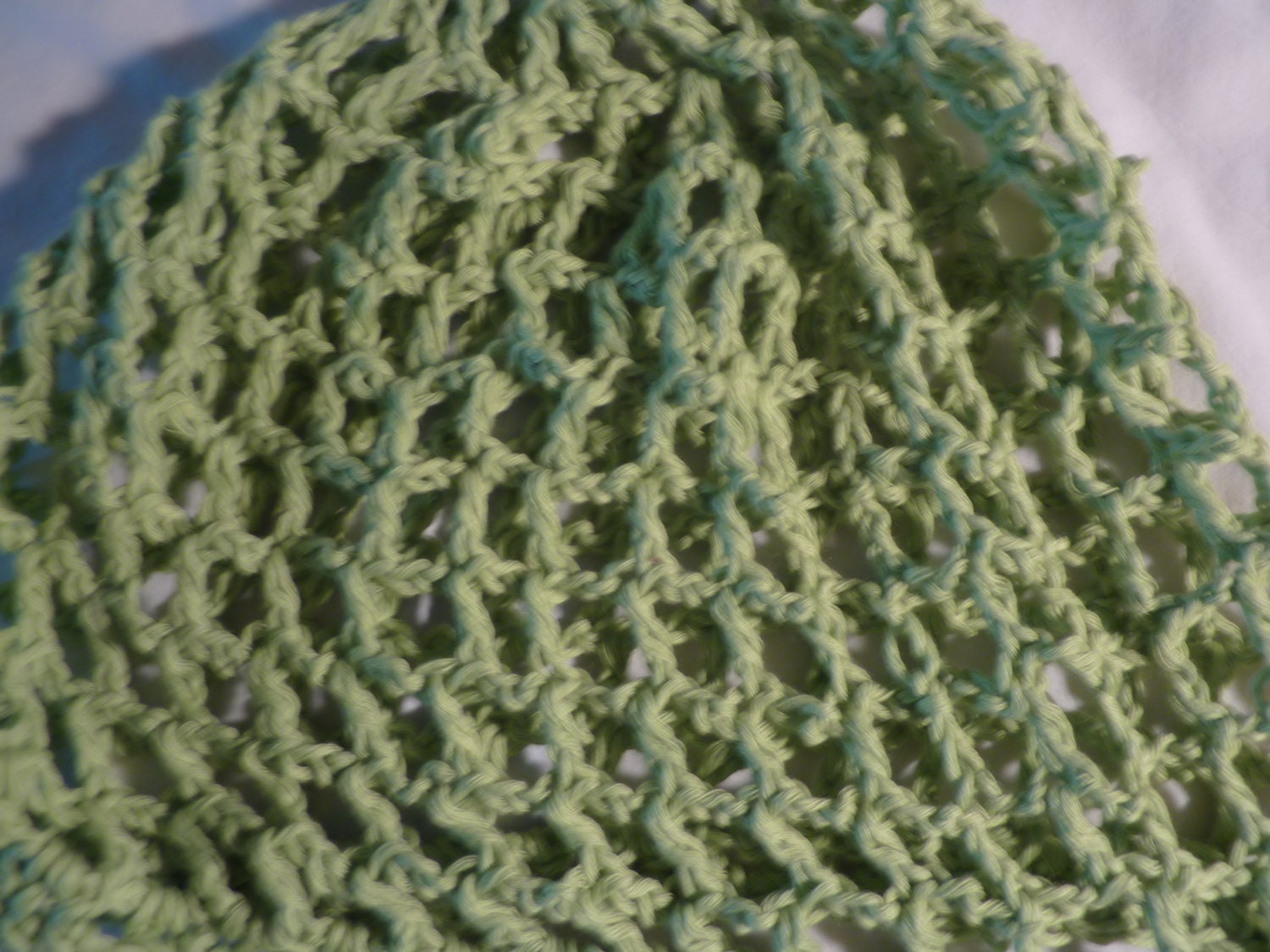 Crochet Cotton Mesh Cap Lime Green Adult Unisex