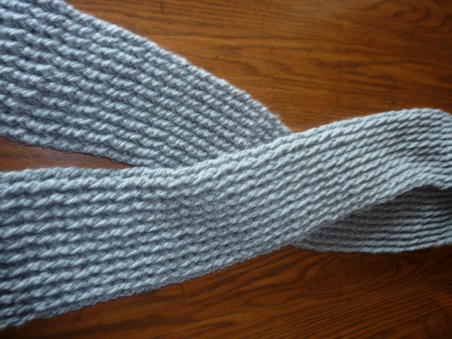 Scarf Hand Crocheted  in Silver Gray Unisex Teen and Adult