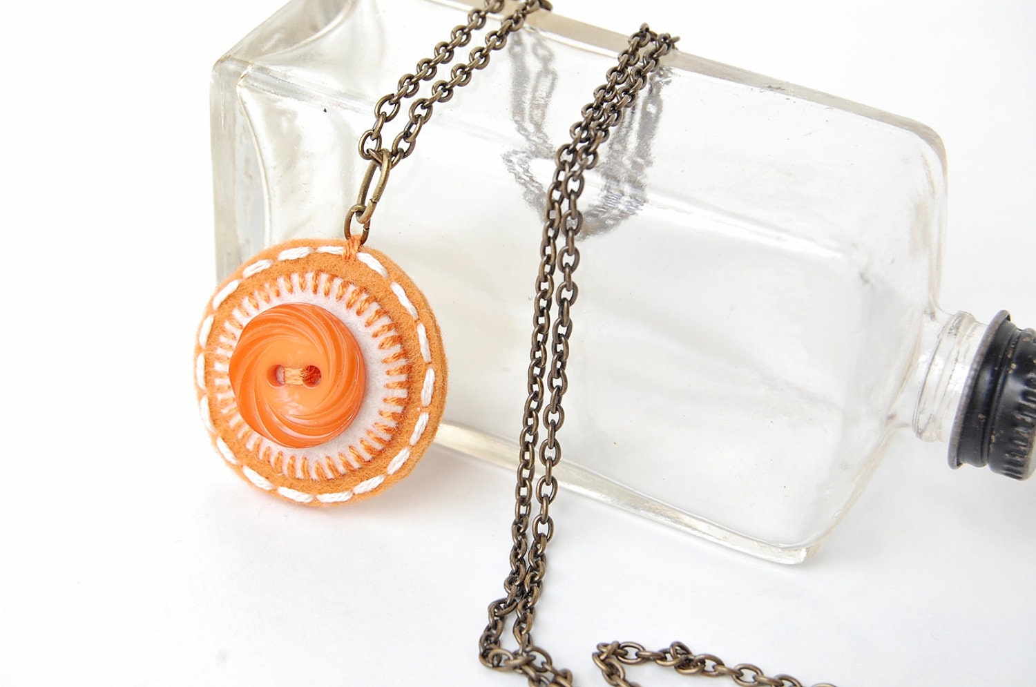 Penny Rug Button Necklace in Pumpkin