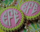Preppy Circle Monogram Decorated Sugar Cookies (12)