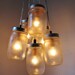FOG - Mason Jar Chandelier with Frosted Ball Mason Jars -Upcycled Lighting Fixture ready for Direct Hardwire - Modern Lamp by BootsNGus