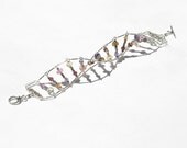 DNA multi color gemstone cuff bracelet- mixed gem sterling silver chain bracelet- science- geek chic- unique- biology- All in Your Genes
