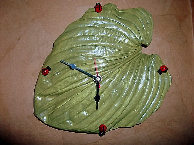 Hosta Leaf and Ladybug Clock